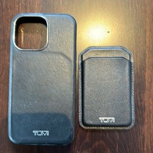 Tumi iPhone 13 Pro leather case and magnetic card case